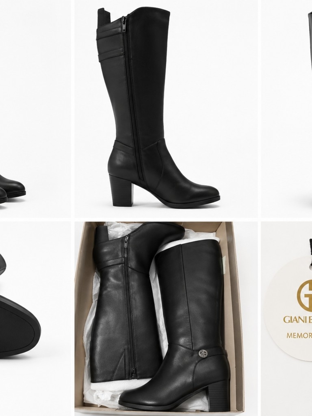 Giani Bernini Black Knee-High Block Heel Riding Boots